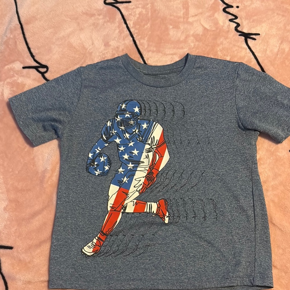 Kids Graphic Tee - Blue with Red and White Design